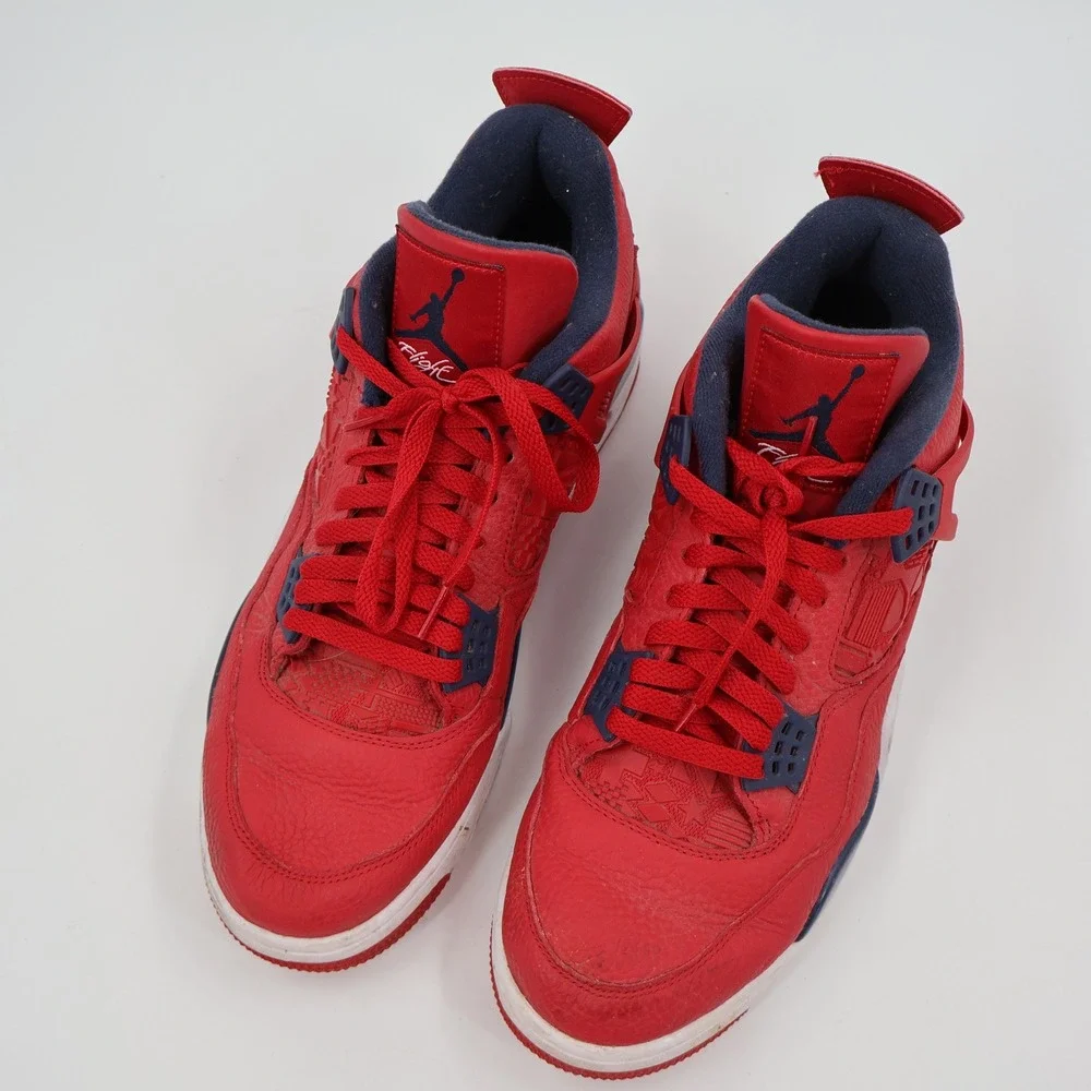 Jordan 4 Retro FIBA Mens Size‎ 13 Red Obsidian White CI1184-617 Laser Etched